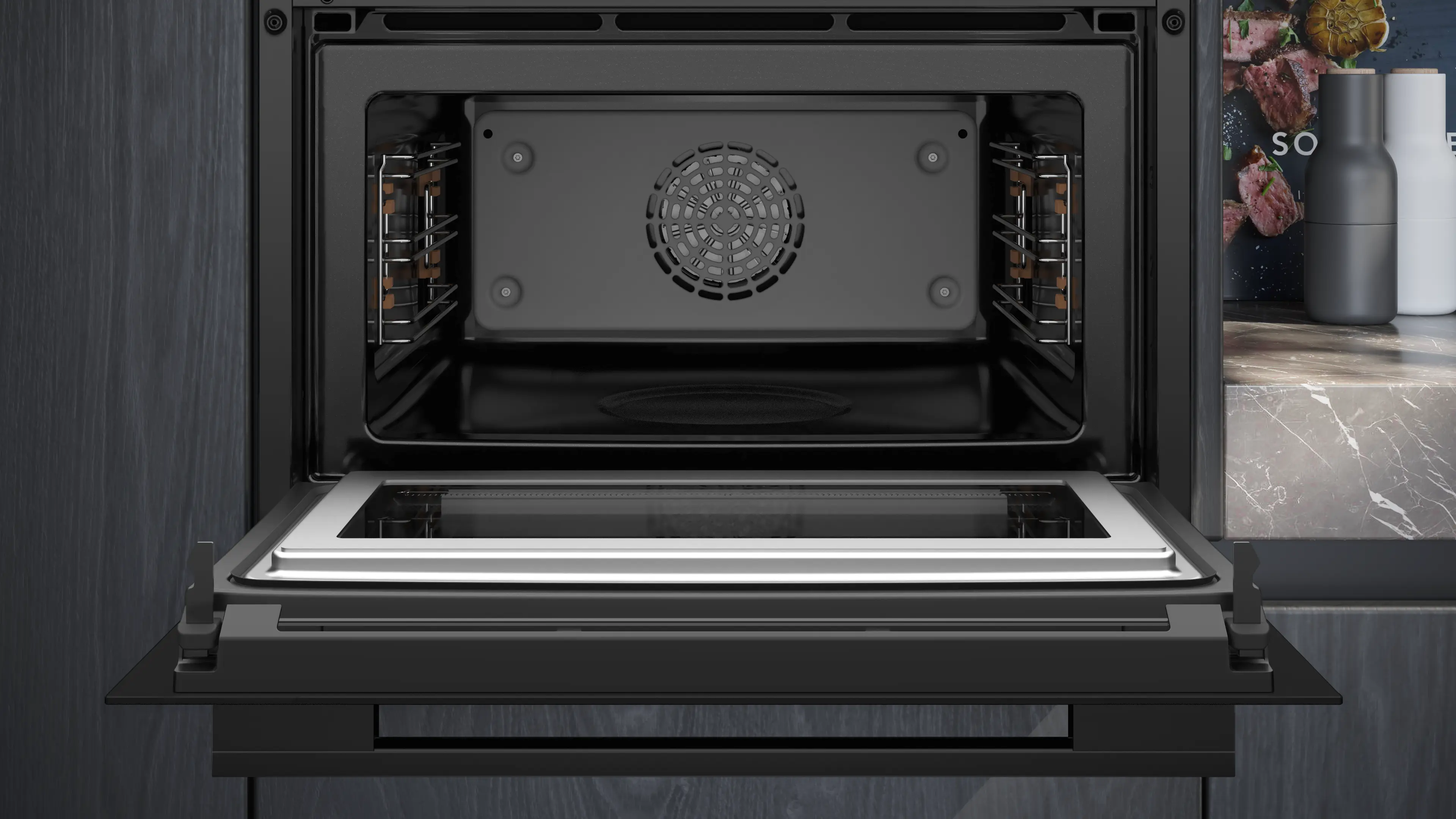 Siemens iQ700 CM736G1B1 Built-In Compact Oven with Microwave 60 x 45cm – Black - Image 5