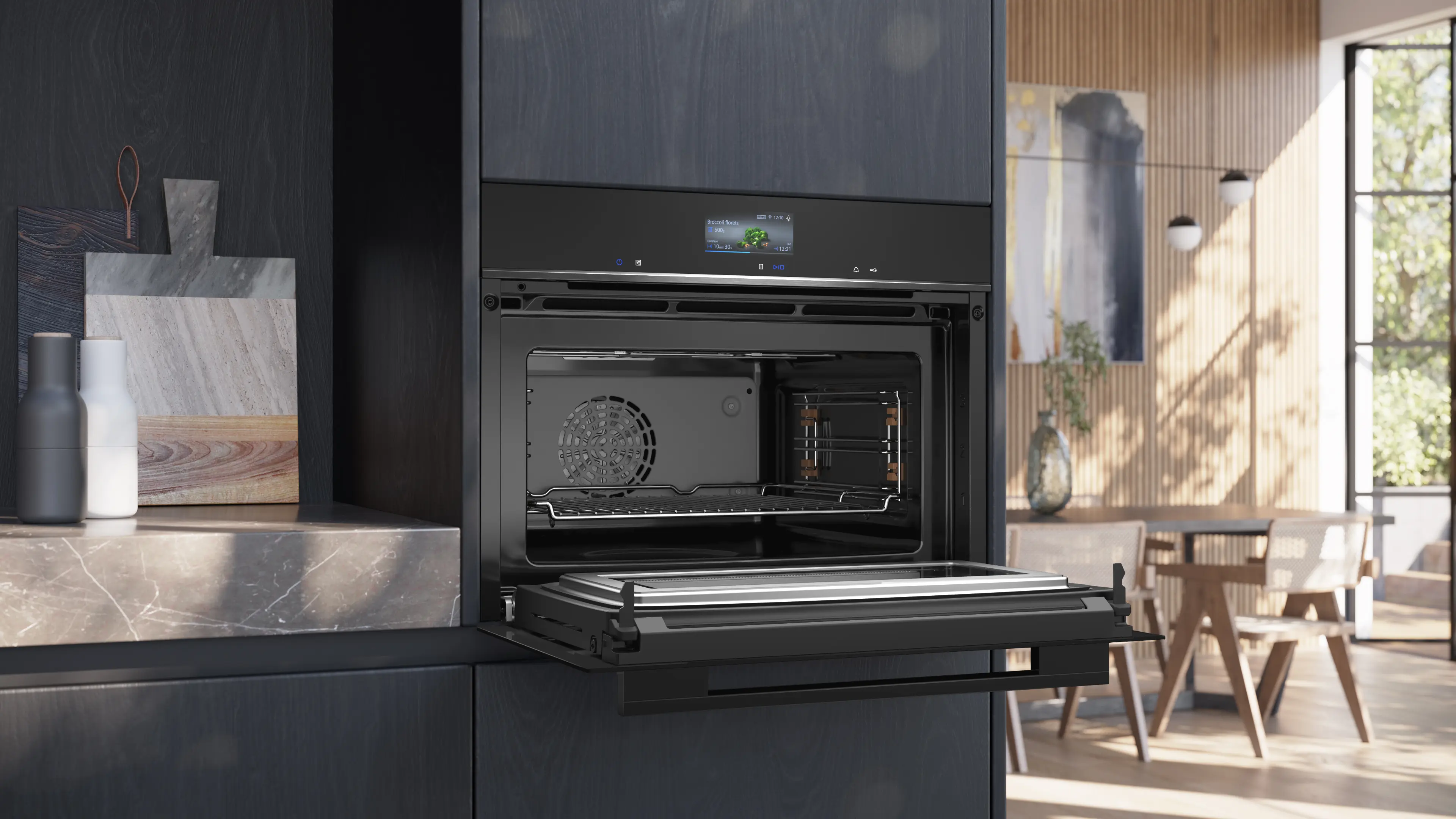 Siemens iQ700 CM736G1B1 Built-In Compact Oven with Microwave 60 x 45cm – Black - Image 4